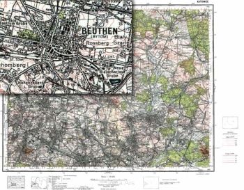 Reprint Mapa LI - Mapa top. Polski Katowice 1933